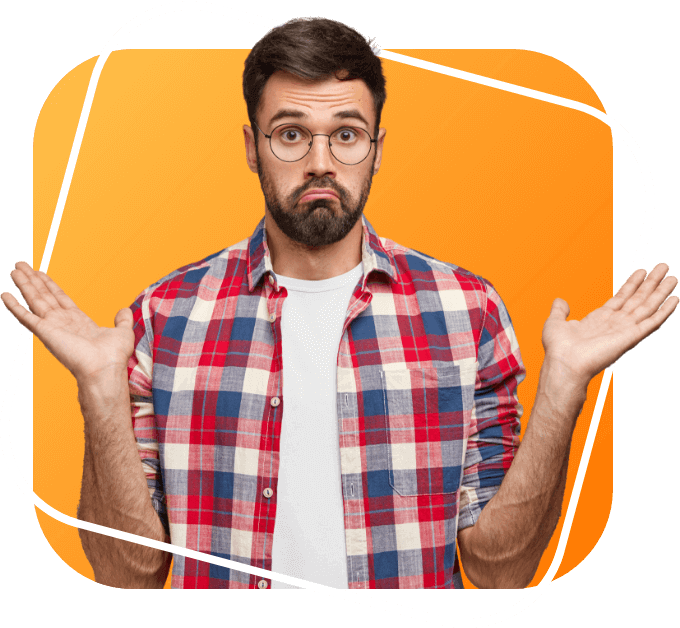 A puzzled person shrugging with questions